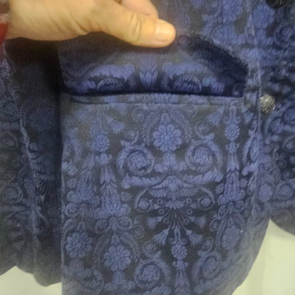 Chico's Blazer Blue Black Floral Boho Goth Retro Office Business XL - Picture 4 of 9